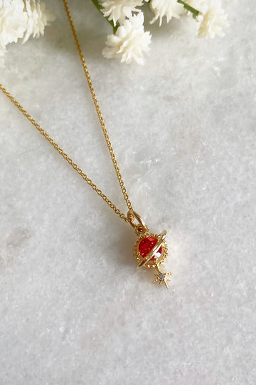 Orion Red Planet and Star Necklace Wisteria London